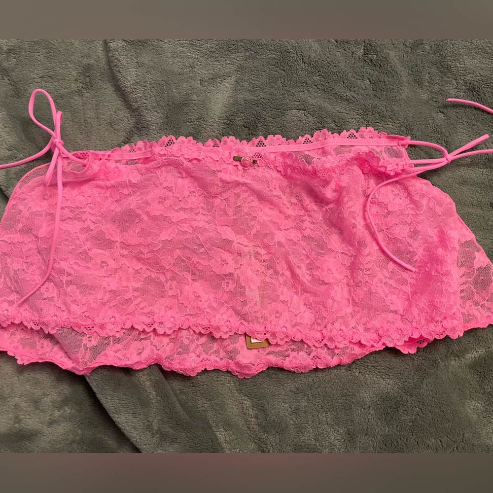 SKIMS Pink Lace Skirt